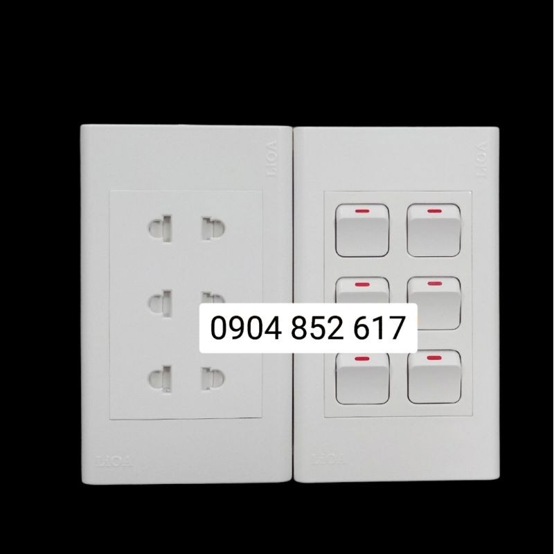 Combo ổ cắm điện ba 2 chấu LiOA 16A 3520W + 6 công tắc điện - Lắp âm tường