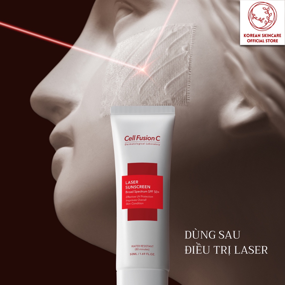 Kem chống nắng Cell Fusion C Laser Sunscreen 50ml màu đỏ dùng sau sử dụng laser phù hợp cho da nhạy cảm SPF50+/ PA+++