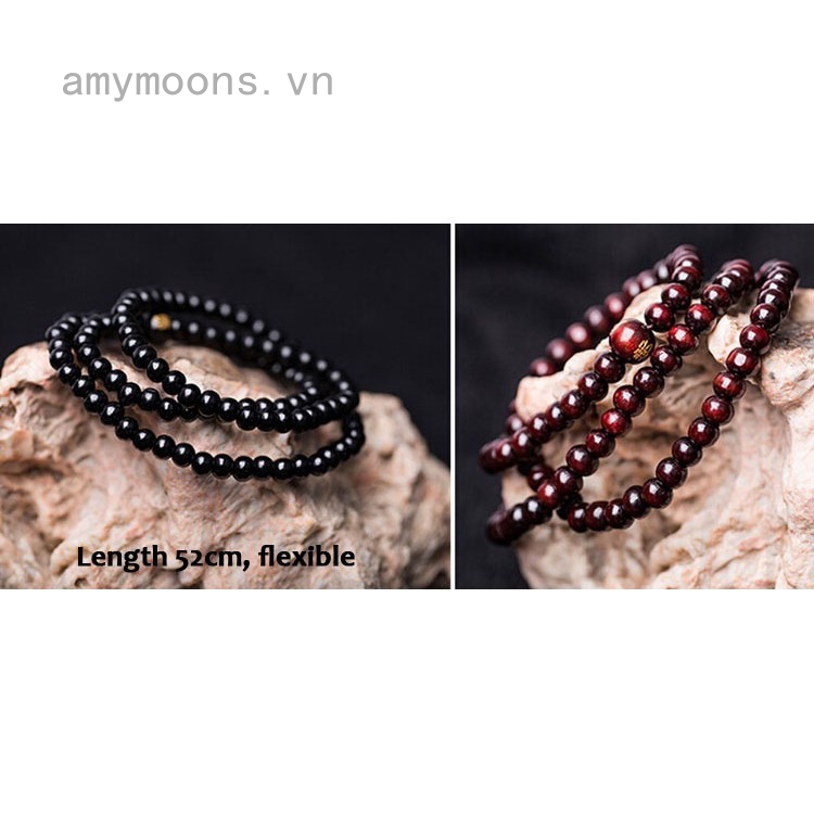 amymoons Vòng tay 6mm*108 tràng hạt bằng gỗ dùng để niệm Phật sang trọng