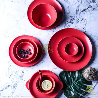 Bộ bát đĩa lẻ Red Valvet - gốm sứ cao cấp