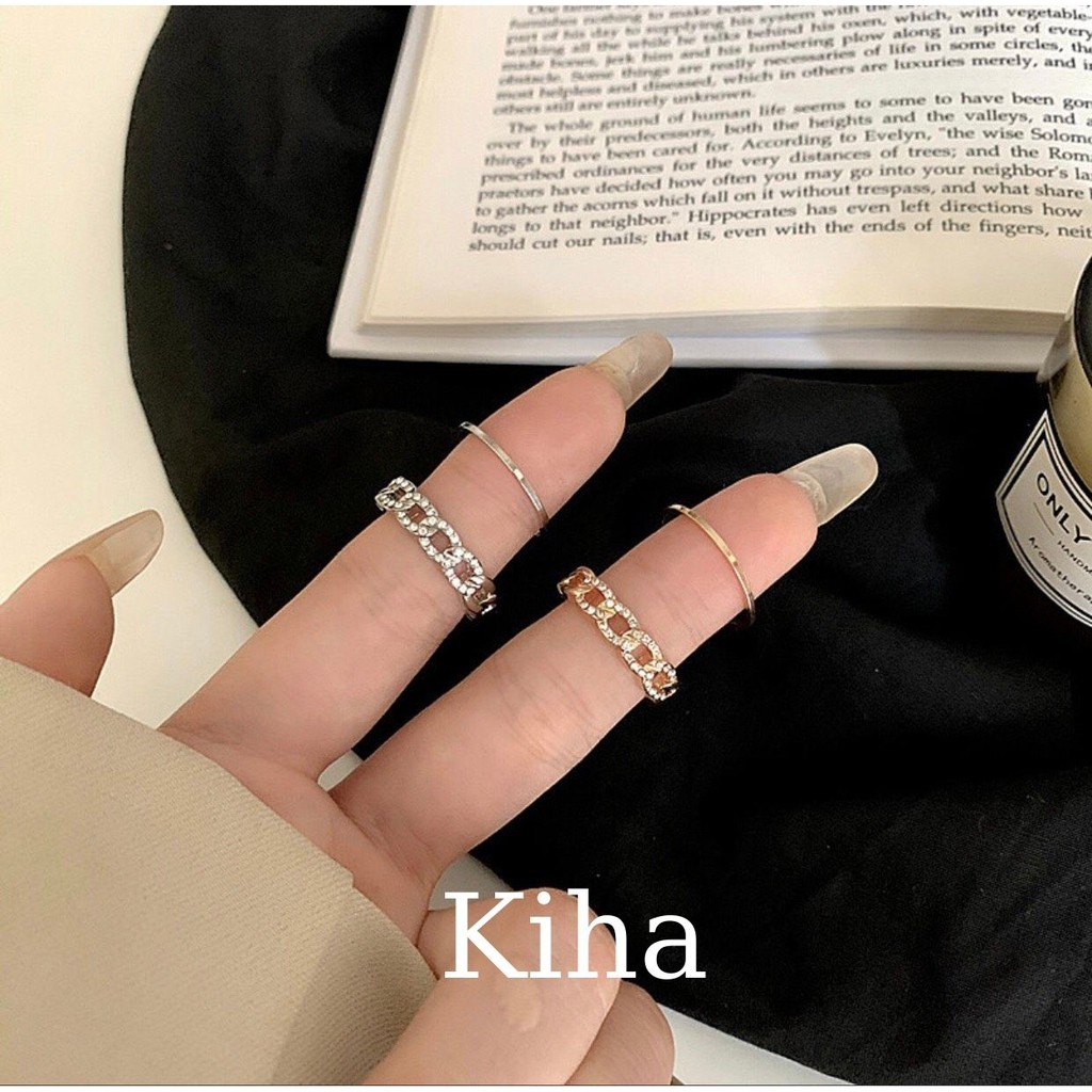 Combo 2 nhẫn mắt xích Kiha N004