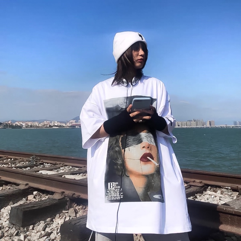 Áo phông GIRL vải cotton 100% co dãn 2 chiều form oversize