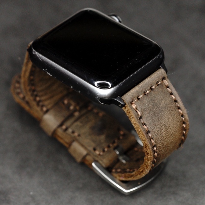 Dây đồng hồ Apple Watch , Iwatch , Iphone Watch Da Bò Nâu Đất RAM Leather Classic 1950  Bền Đẹp