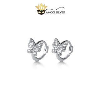 Bông tai bạc S925 khoen tròn bướm nhí đường kính nhỏ 6mm - Amooi Silver AB129
