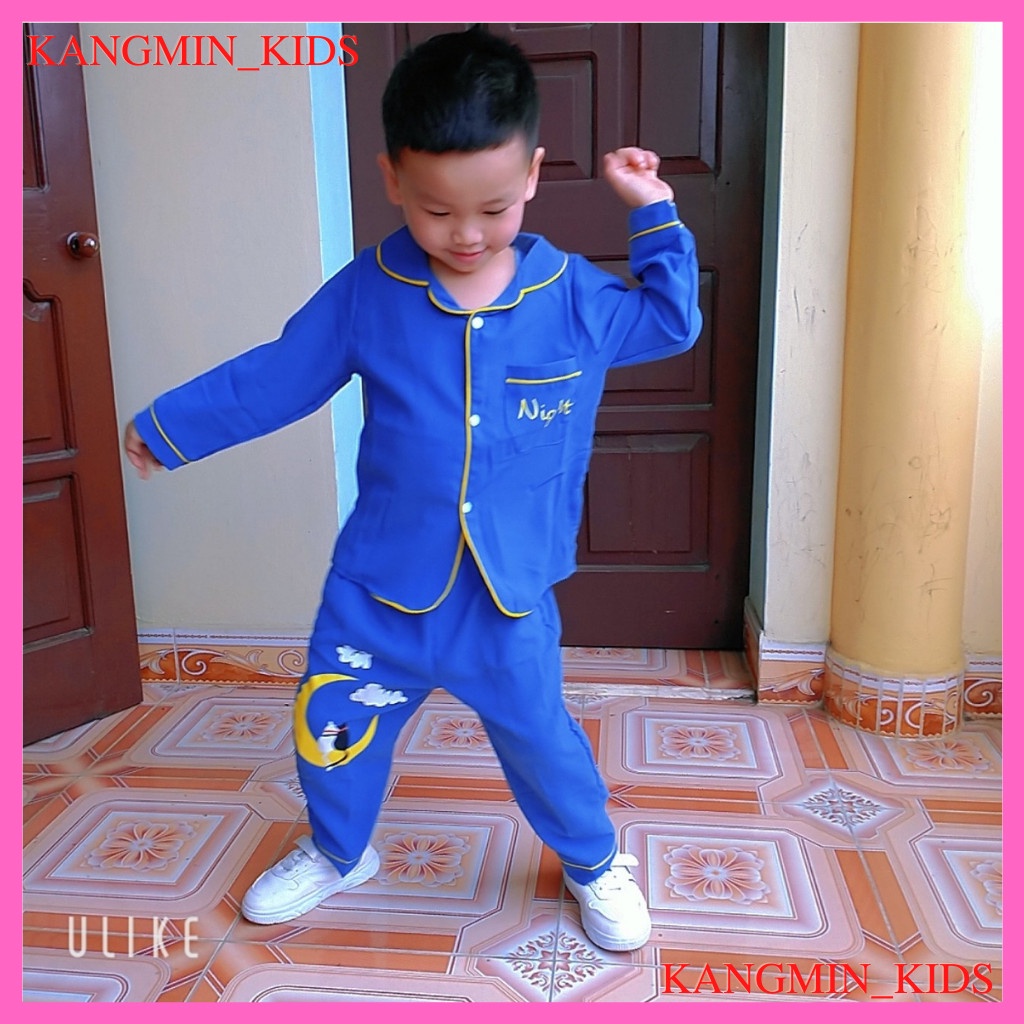 Bộ Quần Áo trẻ em Pijama Cho Bé Trai Bé Gái Chất Đũi Cao Cấp, Đồ Ngủ Cho Bé in hình ông trăng Từ 6-28Kg_KANGMIN KIDS