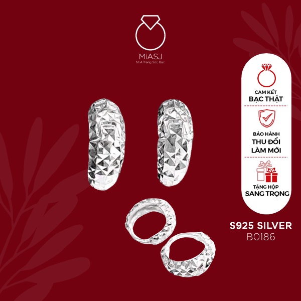 Bông tai nữ bạc Ý S925 MiASJ khoen tròn chốt gài siêu sang B0186
