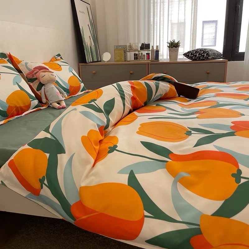 Shinbedding_ 8 Set Bộ Vỏ Cotton Poly Hoa Nhí Siêu Xinh Chất Vải Đanh Mát