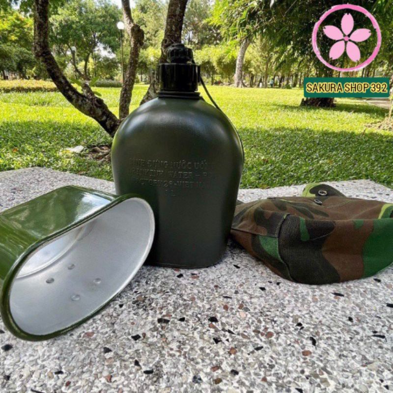 BÌNH ĐỰNG NƯỚC Bi Đông UAE - Bình Tông 1L quân đội UAE kèm túi vải
