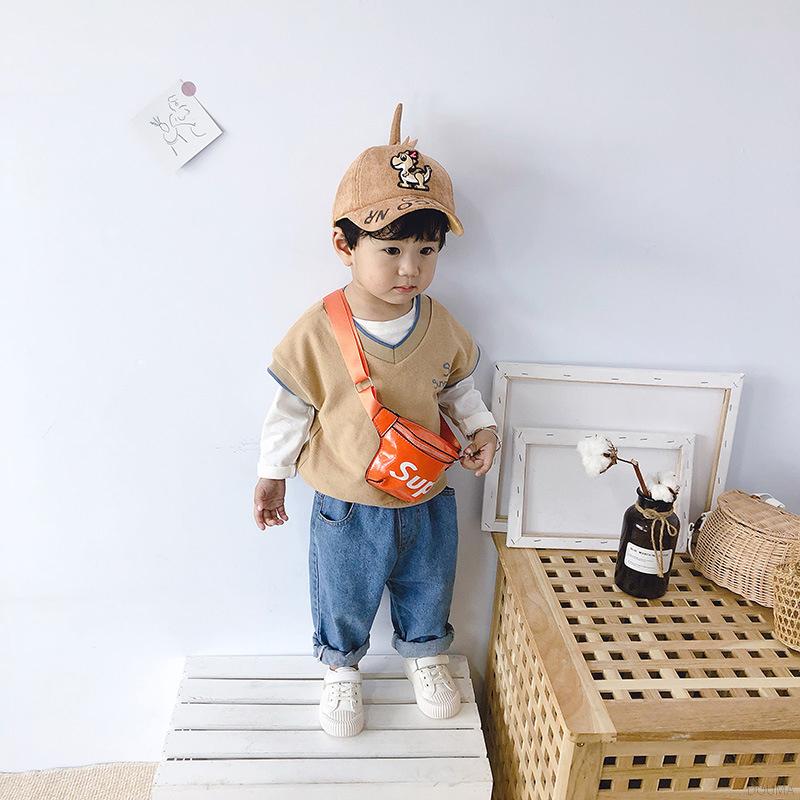 Túi đeo chéo họa tiết chữ dễ thương tùy chọn màu sắc dành cho bé