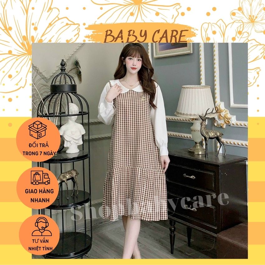 ĐẦM BẦU CÔNG SỞ DÀI TAY CAO CẤP CHẤT ĐẸP- VÁY BẦU XINH THU ĐÔNG THIẾT KẾ KÈM ĐÁ ĐEO NGỰC LUCI