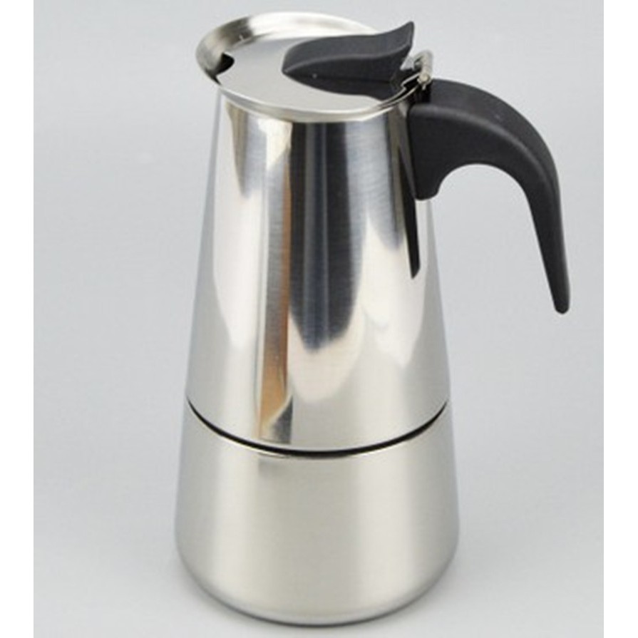 BÌNH PHA CAFE INOX 200ml, ấm pha cà phê inox 4 CUPl phong cách Ý THẨM THẤU NGƯỢC kiểu dáng thể thao hiện đại