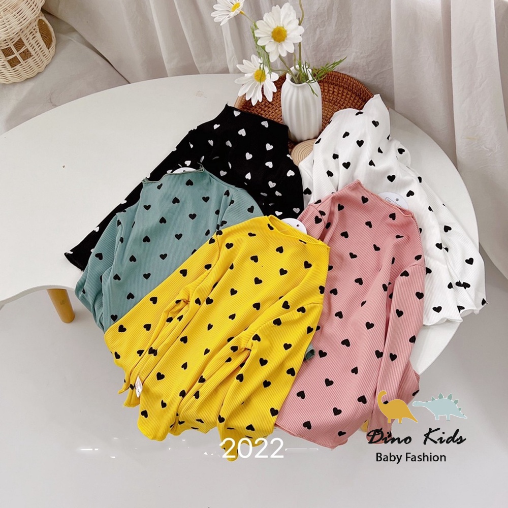 Áo giữ nhiệt thu đông cho bé, áo giữ nhiệt cổ cao chất tăm tim sóng viền cho bé gái