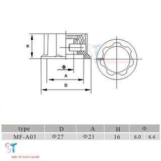 Bộ 5 Núm Vặn Chiết Áp 6mm MF-A03 có ốc vặn