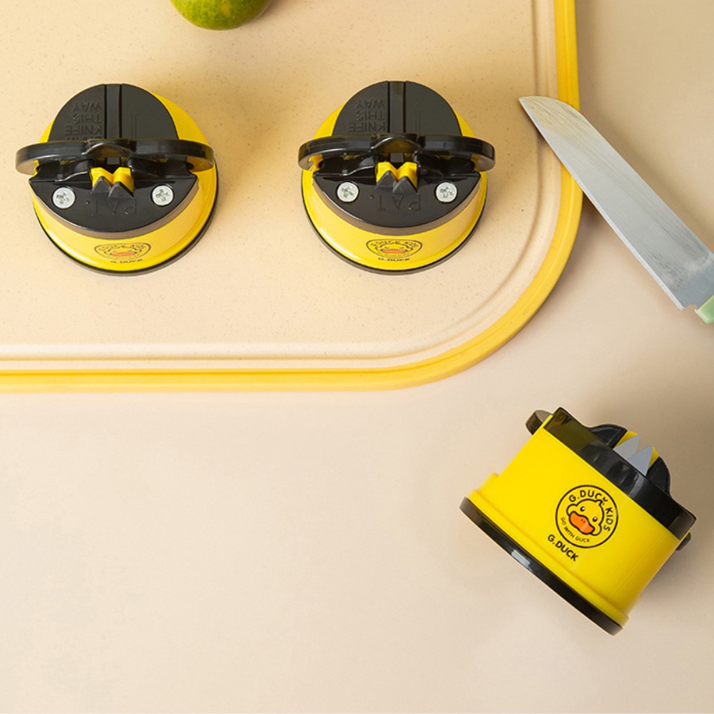 Đá Mài Dao Mini Hai Mặt Bằng Thép Vonfram Hình Vịt Vàng Có Giác Hút Đa Ứng Dụng Cho Nhà Bếp