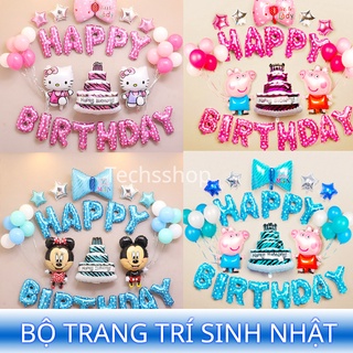 Bộ Trang trí sinh nhật - Phụ kiện trang trí thôi nôi cho bé trai, bé gái - Mẫu set Happy Birthday