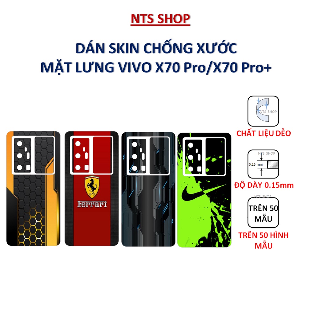 Dán skin 3M VIVO X70 Pro/ X70 Pro + (trên 50 mẫu)