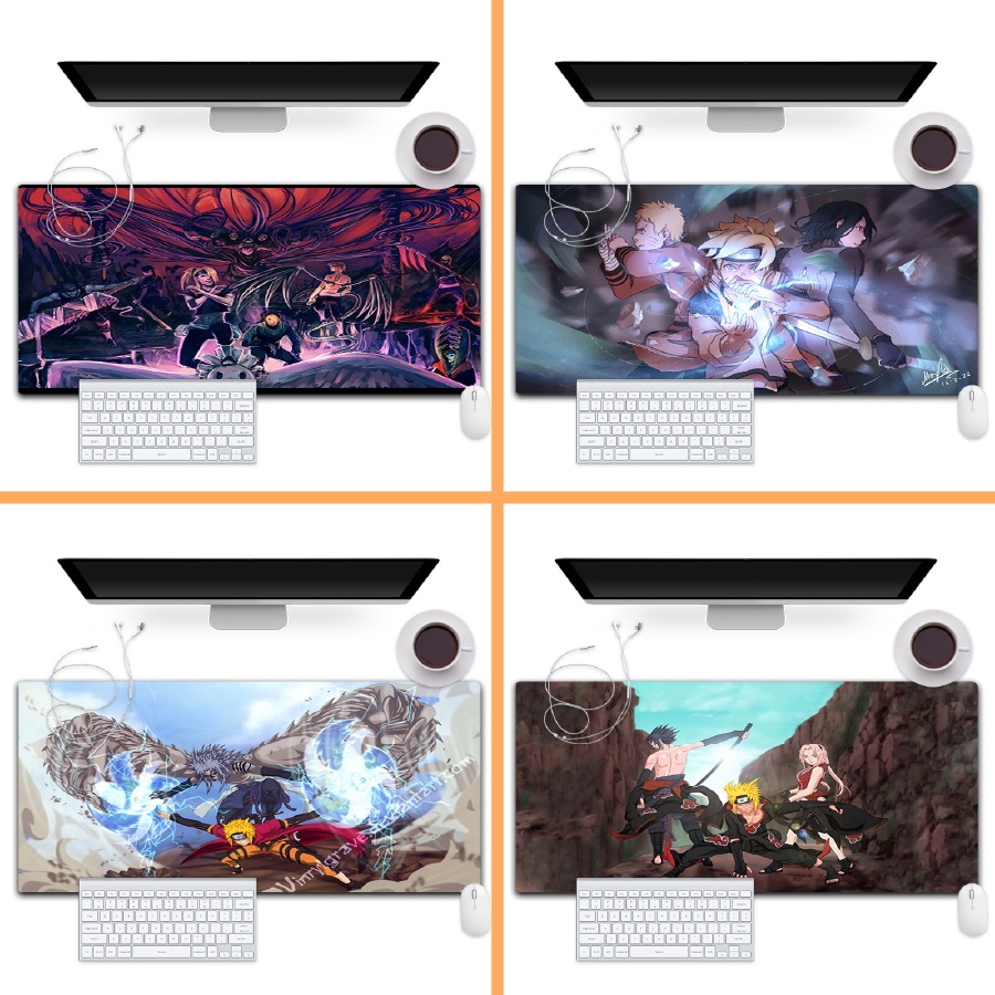 Lót chuột anime Naruto gaming cỡ lớn 80x30cm máy tính laptop 3D chống nước ECOM PC LC001