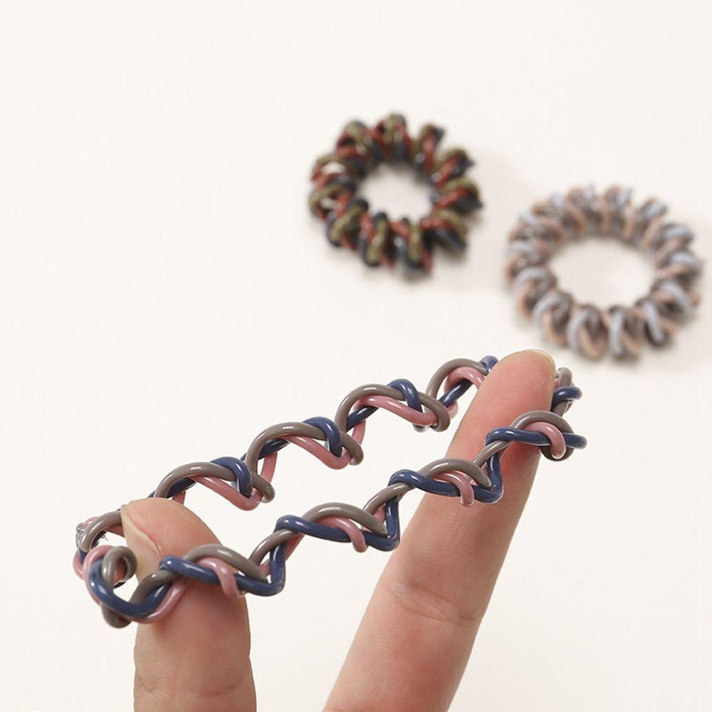 FORBETTER Fashion Telephone Wire Hair Ring Cute Braided Head Rope Korean Style Hair Rope Morandi Color Elastic Phone Spring Hair Band Sweet Ponytail Rubber Band Girls Female Hair Accessories/Multicolor