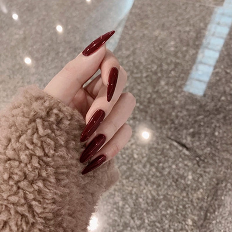 Set 24 móng tay giả màu đỏ/hồng thời trang