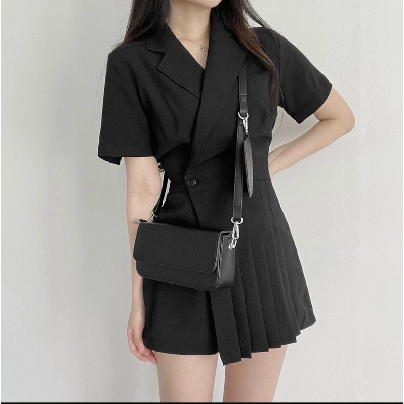 JUMPSUIT CỔ VEST XẾP LI