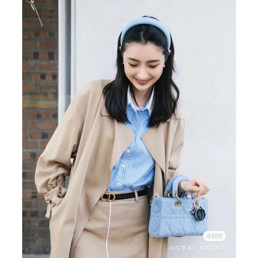 Túi Xách Di.or La.dy Size 27cm Màu Xanh