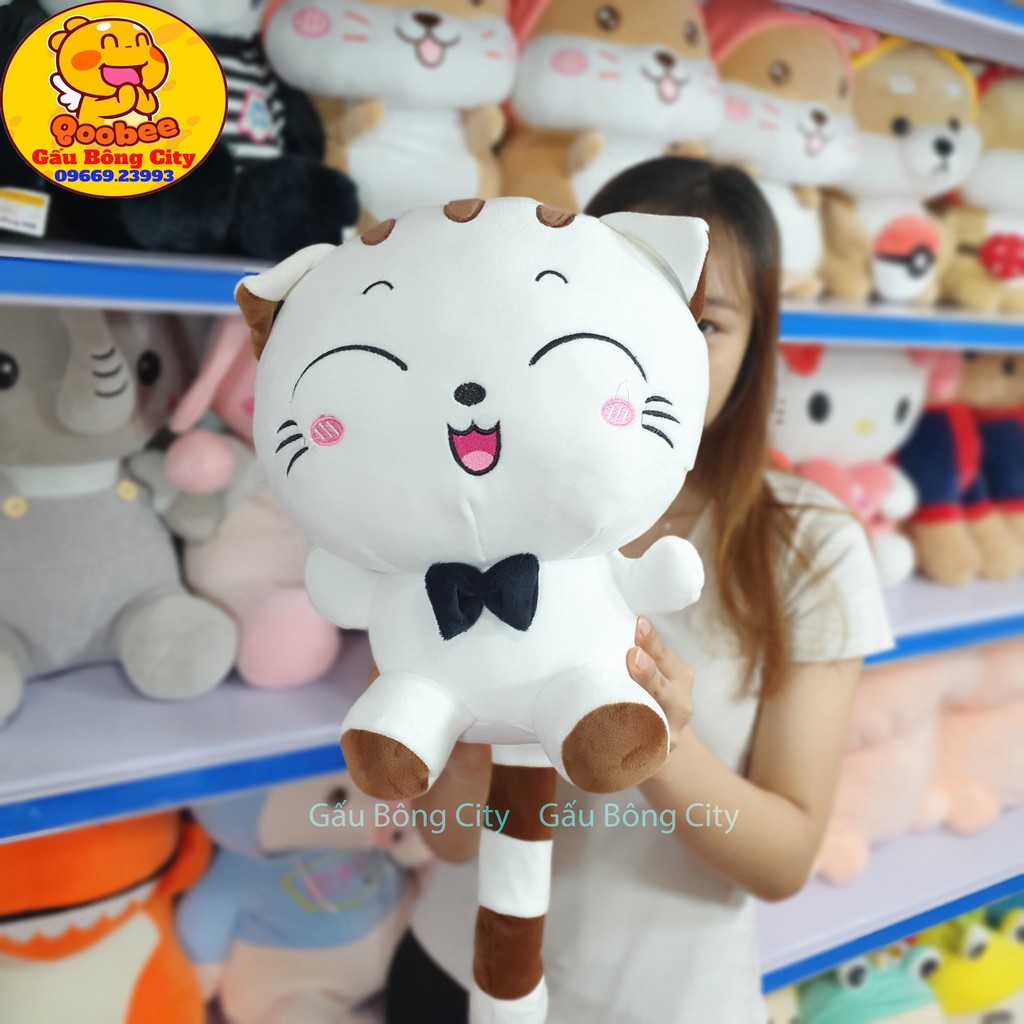 Mèo Bông Mishu cao cấp size lớn 56cm cả đuôi - Gấu Bông mèo nhồi siêu đáng yêu