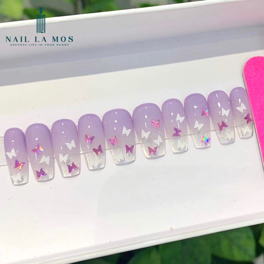Set 12 ô nhũ bướm lấp lánh rất sáng đắp ẩn gel phong cách Hàn Nhật