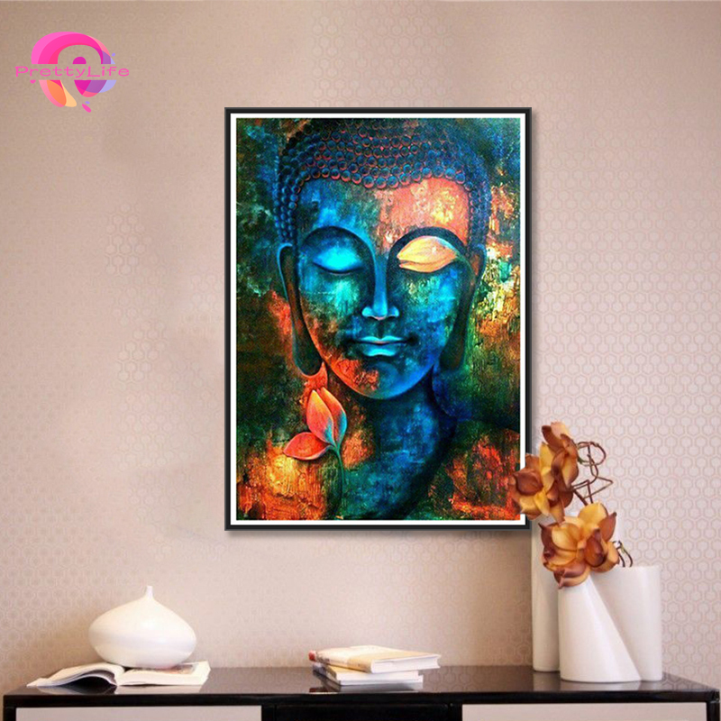 Tranh Đính Đá Tự Làm Hình Tượng Phật Shakyamuni Trang Trí Phòng Khách