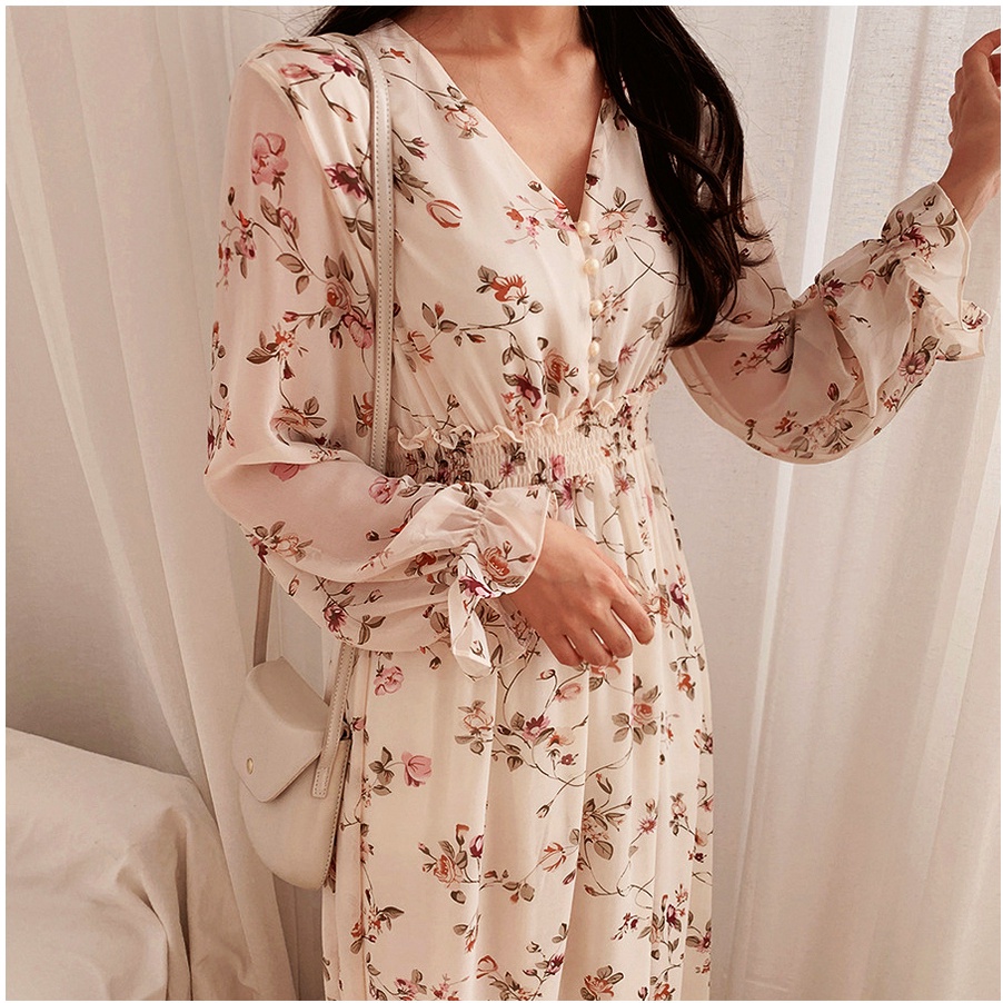 Váy hoa nhí babydoll thiết kế ulzzang body dáng dài cúc bọc , Đầm nữ vintage tay dài Hivano Fashion Week | BigBuy360 - bigbuy360.vn