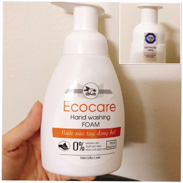 Nước rửa tay diệt khuẩn dạng bọt 100% hữu cơ Ecocare