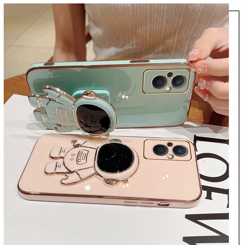 Ốp Điện Thoại Dẻo Họa Tiết Phi Hành Gia Kèm Giá Đỡ Cho OPPO Reno7 Z 5G Reno 7 Reno8 Lite OPPO Reno 8 Z 7Z 8Z