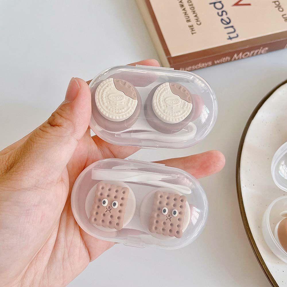 Hộp Đựng Kính Áp Tròng Kèm Nắp Đậy Họa Tiết Hoạt Hình Và Hoa Xinh Xắn