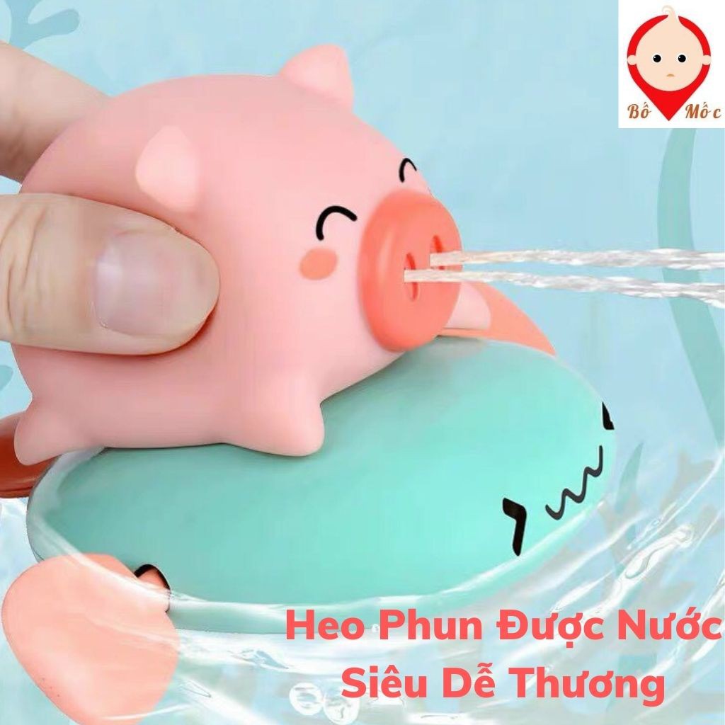 Đồ Chơi Vặn Cót Cá Voi Và Heo Chèo Thuyền Phun Nước - Đồ Chơi Nhà Tắm Đáng Yêu Cho Bé Yêu - Shop Bố Mốc