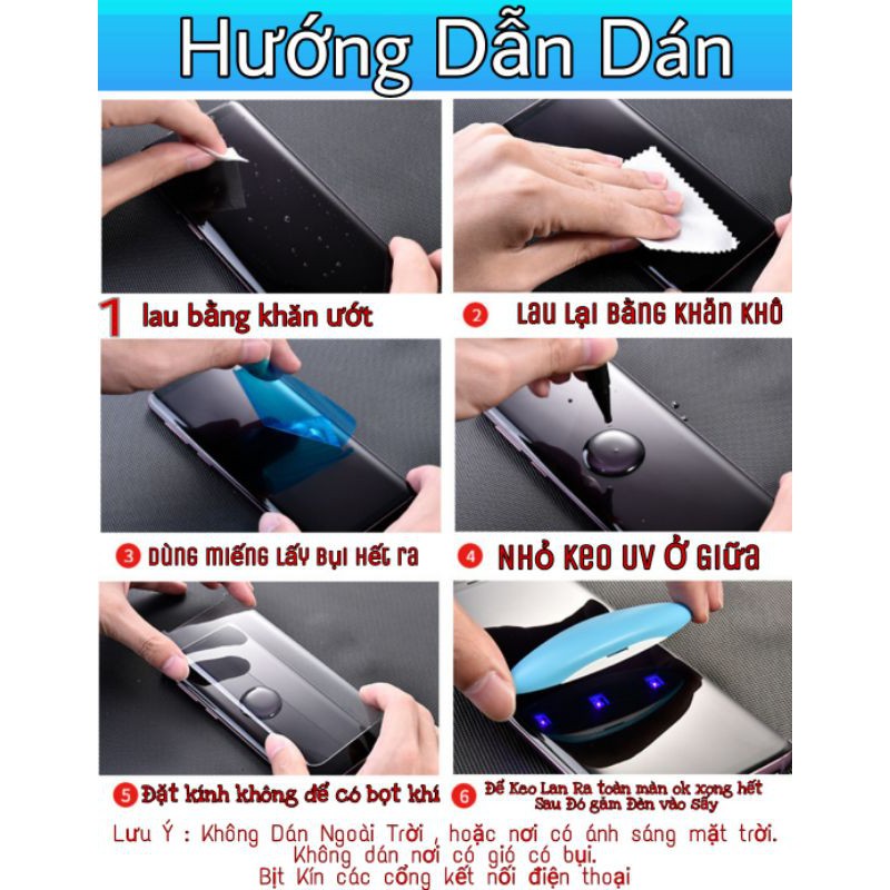 Keo Dán Và Đèn UV dùng để dán cường lực UV cho điện thoại Xiaomi / Samsung / LG