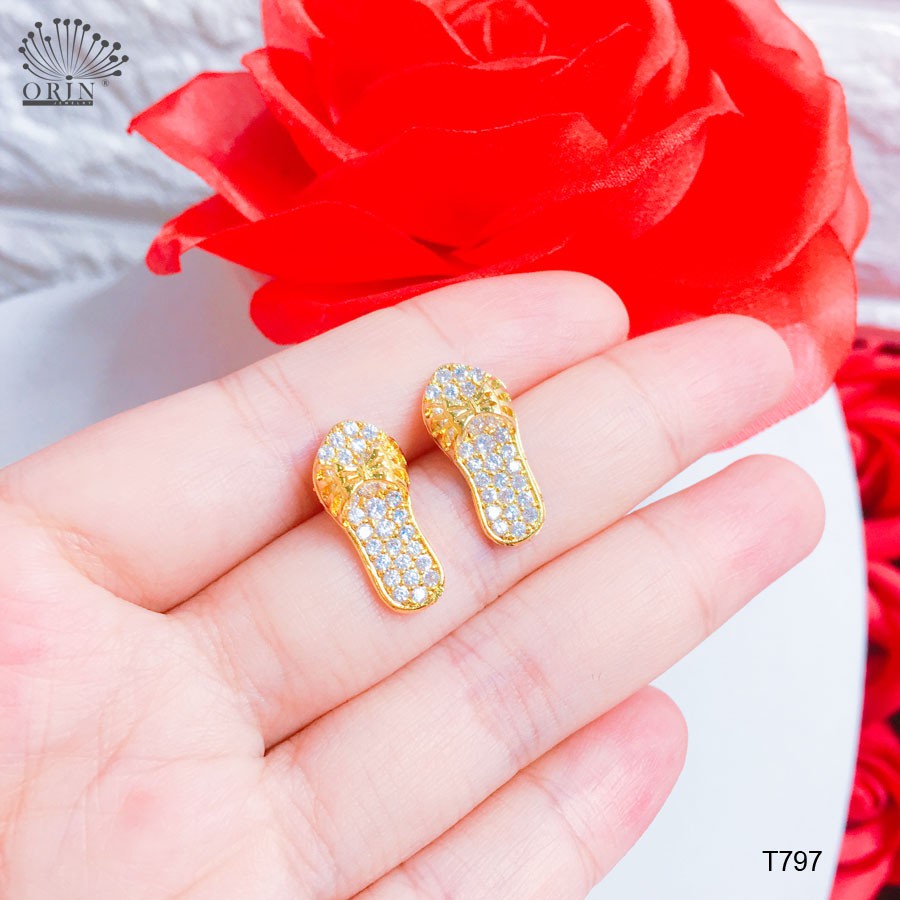 Bông tai nữ hình chiếc dép đính đá thiết kế cao cấp Orin T797