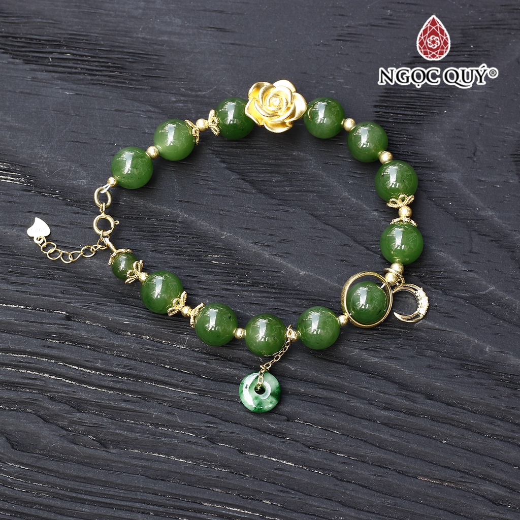 Vòng Nb phối charm hoa bạc mạ vàng - Ngọc Quý