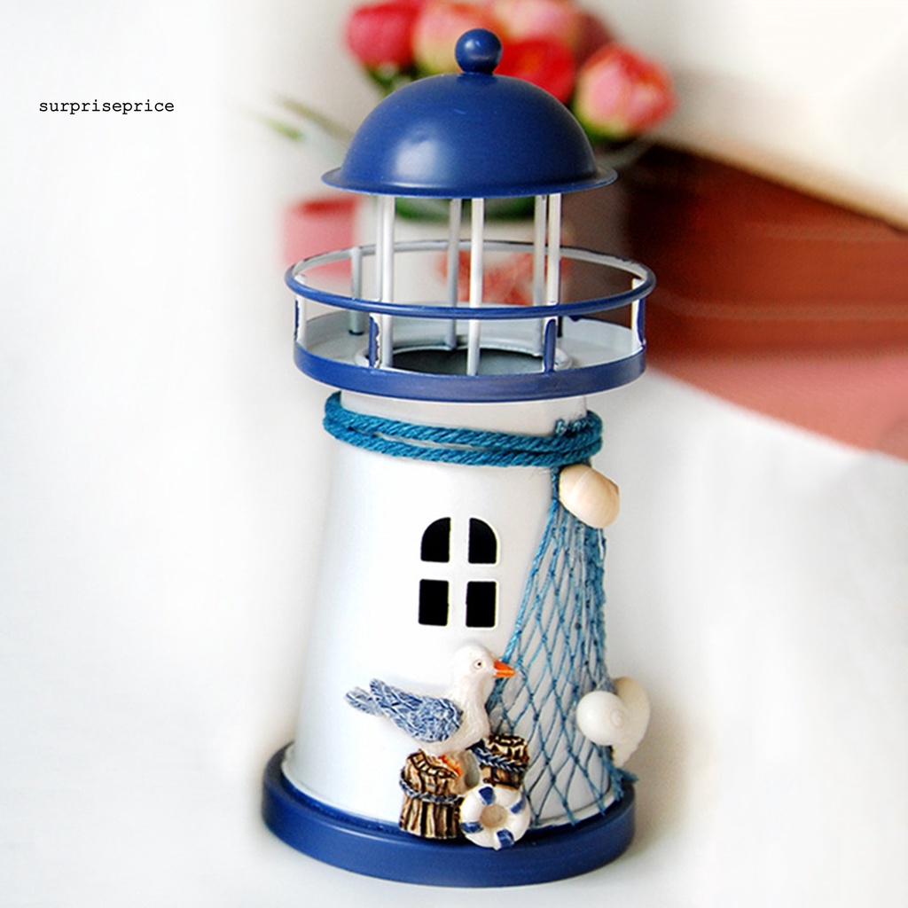 Mô Hình Ngọn Hải Đăng Bằng Sắt Có Đèn LED Độc Đáo Trang Trí Sân Vườn