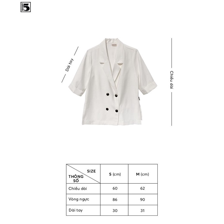 Áo blazer nữ tay ngắn hai hàng cúc xẻ sườn Twentyfive MV4