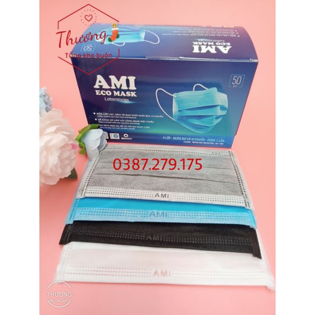 Hộp khẩu trang y tế 4 lớp AMI ( 50c/hộp) đủ màu - Ami official
