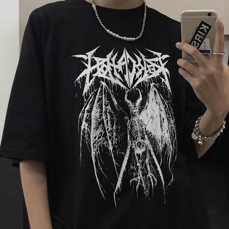 Áo thun unisex form rộng tay lỡ quỷ Demon Punk Gothic cực chất siêu ngầu giá rẻ