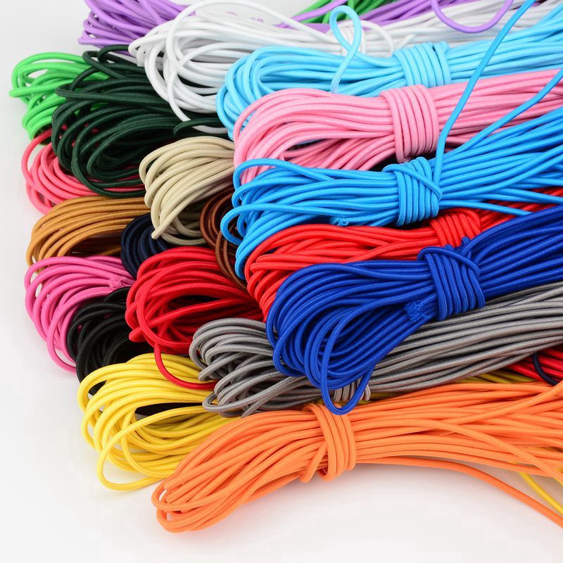 10 Colors 25M 1MM Colorful Elastic Cord with Beads/ DIY Round Hair Elastic Band/ Sewing Garment Accessory