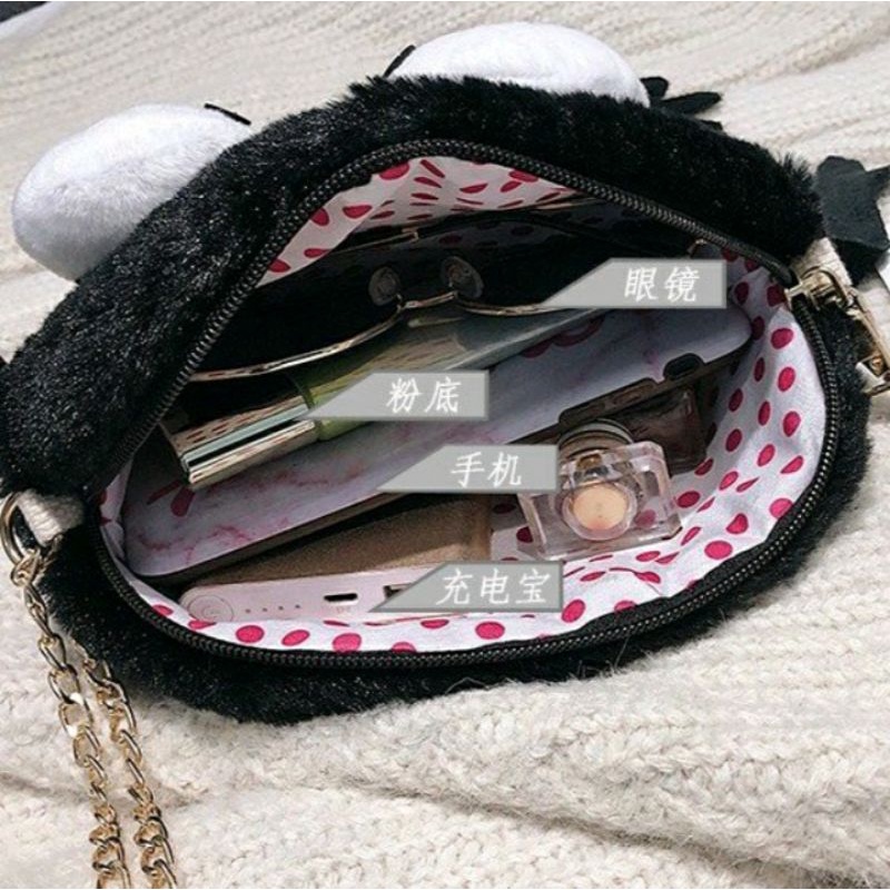 Túi đeo chéo lông nhung Bồ Hóng hoạt hình Ghibli siêu cute👻