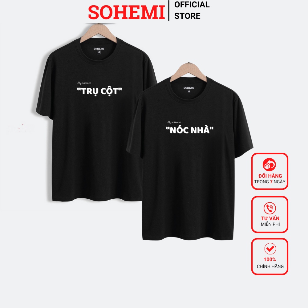 Áo thun nam cổ tròn in họa tiết TRỤ CỘT - NÓC NHÀ vải cao cấp co giãn 4 chiều