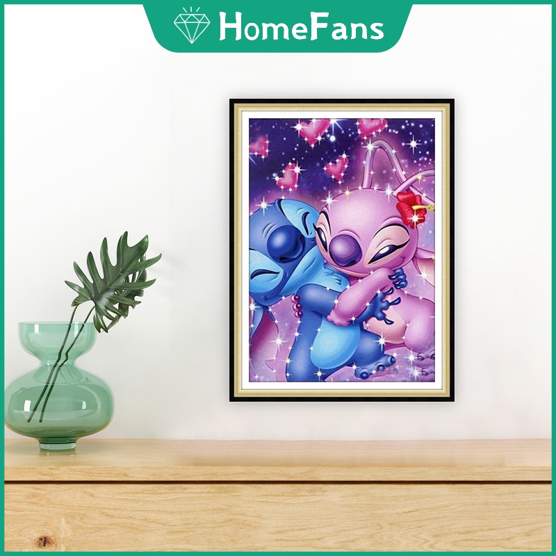 Bộ Tranh Đính Đá 5D Họa Tiết Hoạt Hình Stitch Độc Đáo Kích Thước 30x40cm/40x50cm DIY Dùng Trang Trí Nhà Cửa