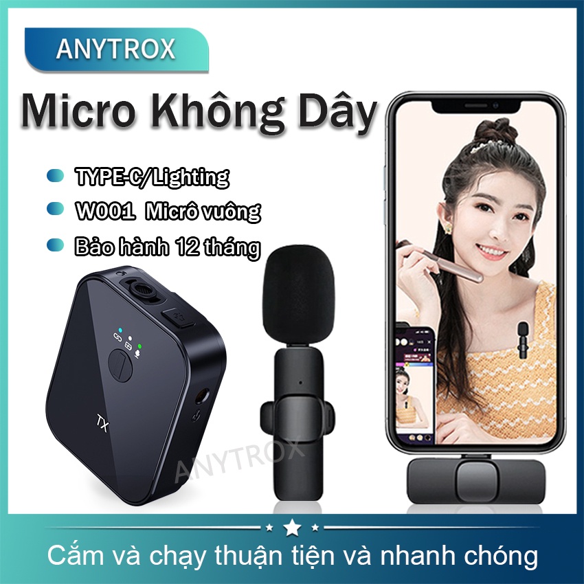 Anytrox Micro Không Dây cài áo Kết Nối Mic Thu âm video trực tiếp/chơi game Micro mini kẹp cổ áo cho ip samsung xiaomi