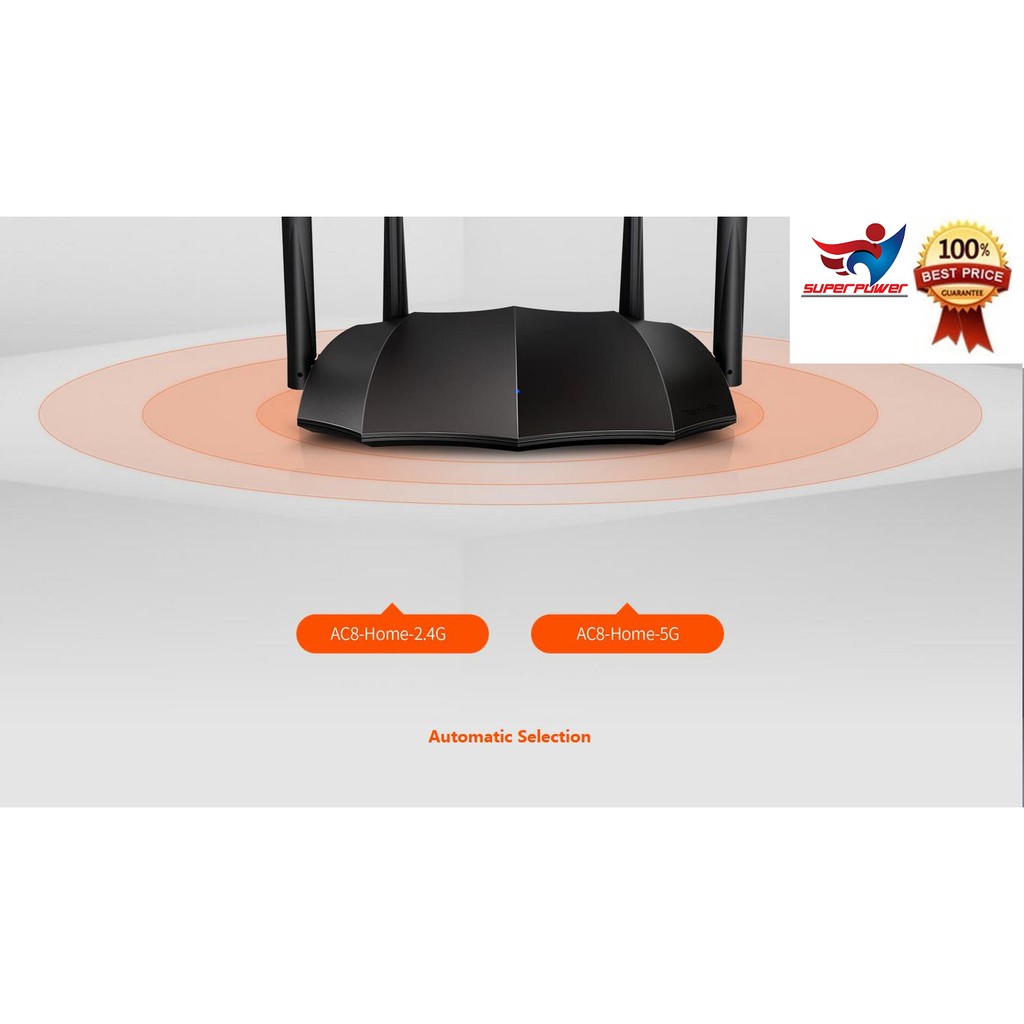 [Mã 254ELSALE giảm 7% đơn 300K] Bộ phát sóng Wifi Tenda Tenda AC8 4 anten Superpower - Hàng chính hãng