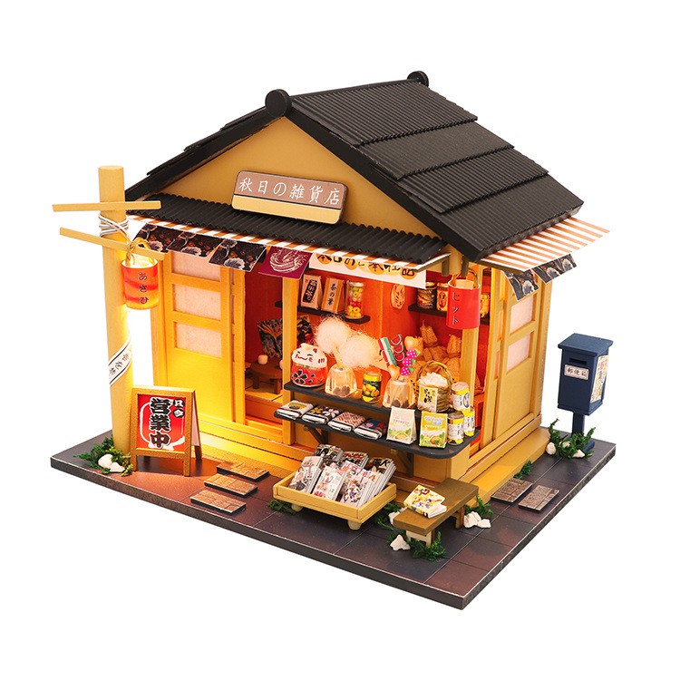 Mô hình nhà DIY Doll House Memory Of Autumn Grocery Store Kèm Mica Chống bụi, Bộ dụng cụ và Keo dán