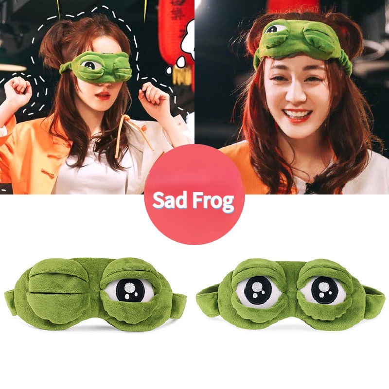 Miếng Bịt Mắt Ngủ Bằng Lông Nhung Hình Chú Ếch 3D Mềm Mại Thoải Mái Vui Nhộn Cho Nam Và Nữ