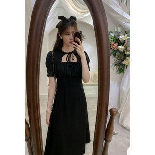 💓Đầm suông tiểu thư nơ cổ ulzzang