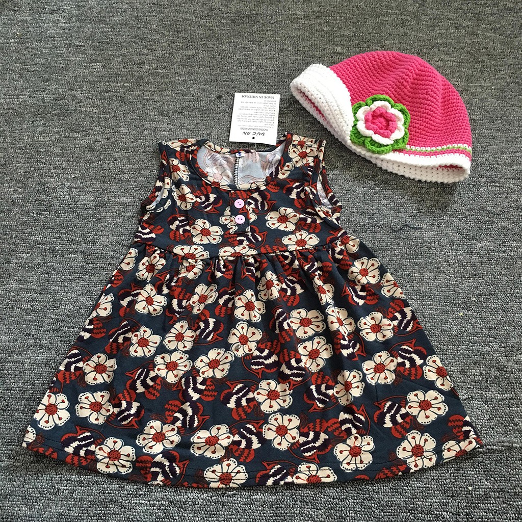 combo 3 bộ váy cotton ba lỗ đính cúc cho bé gái mầu sắc bất kỳ
